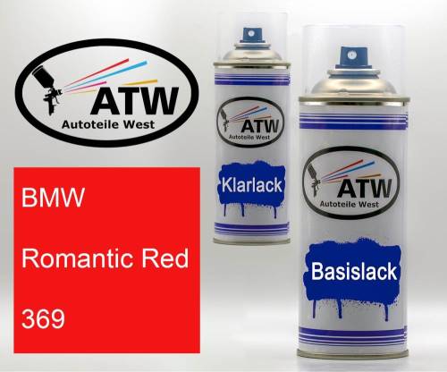 BMW, Romantic Red, 369: 400ml Sprühdose + 400ml Klarlack - Set, von ATW Autoteile West.